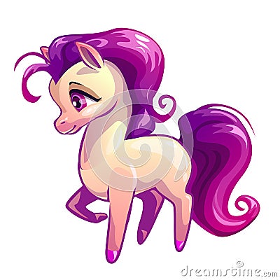 Cute cartoon standing litle horse Vector Illustration