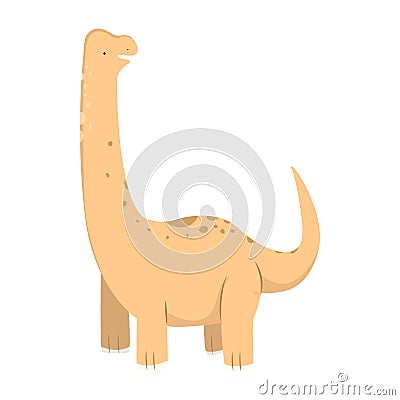 Cute cartoon sticker dinosaur on isolated white background illustration Vector Illustration