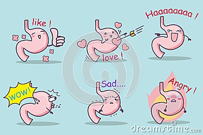 Cute cartoon stomach set Vector Illustration