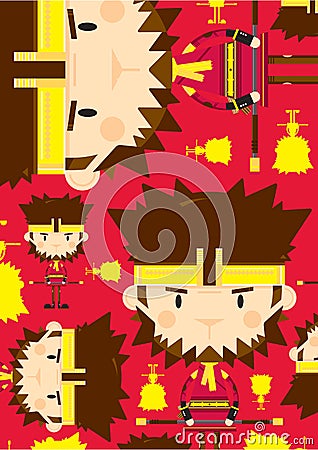 Cute Monkey King Pattern Vector Illustration