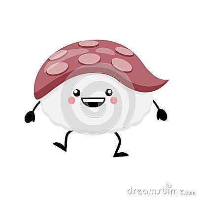 Cute cartoon sushi character. Kawaii sushi. Vector illustration Vector Illustration