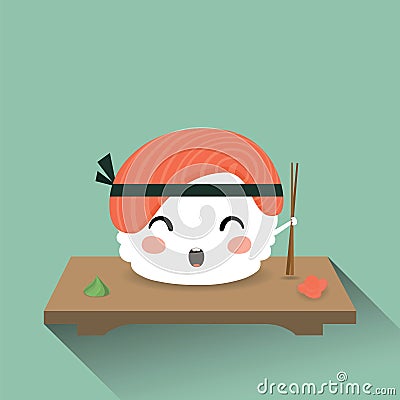 Cute cartoon sushi Vector Illustration