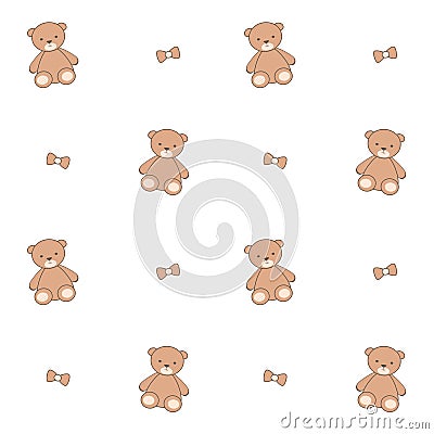 Cute cartoon teddy bear seamless pattern background illustration Vector Illustration