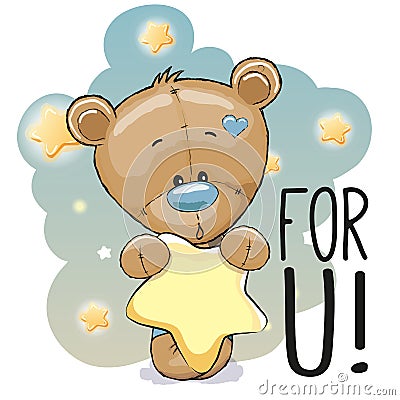 Cute Cartoon Teddy Bear Vector Illustration