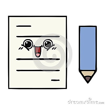 cute cartoon test paper Vector Illustration