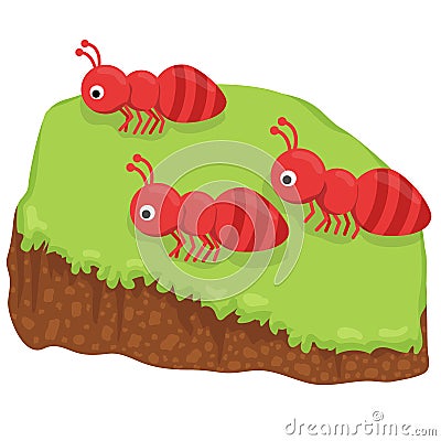 Cute cartoon three ant Vector Illustration