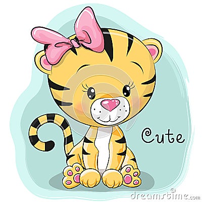 Cute Cartoon Tiger Vector Illustration