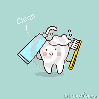 Cute cartoon tooth brush concept Vector Illustration