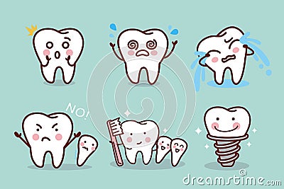 Cute cartoon tooth expression Vector Illustration