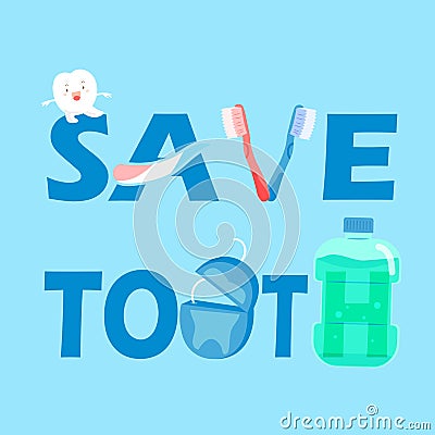 Cute cartoon tooth Vector Illustration