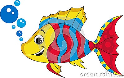 Cute Cartoon Tropical Fish Vector Illustration