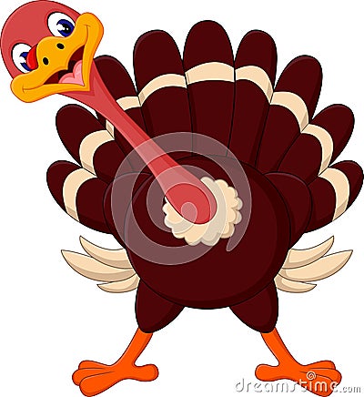 Cute Cartoon turkey Vector Illustration