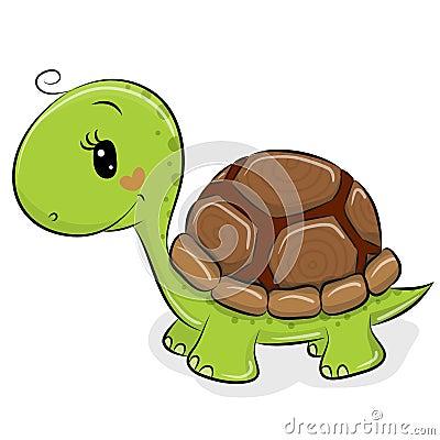 Cute Cartoon Turtle on a white background Vector Illustration