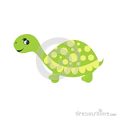 Cute cartoon turtle isolated on white background. Vector Illustration