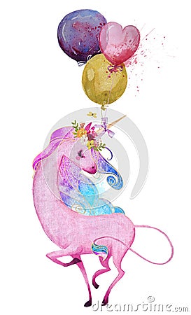 Cute cartoon unicorn Stock Photo