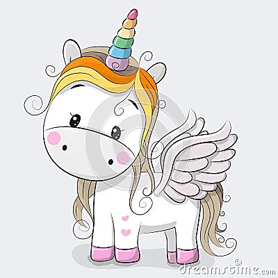 Cute Cartoon Unicorn Vector Illustration