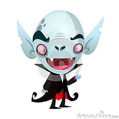 Cute cartoon vampire smiling. Vector illustration. Vector Illustration