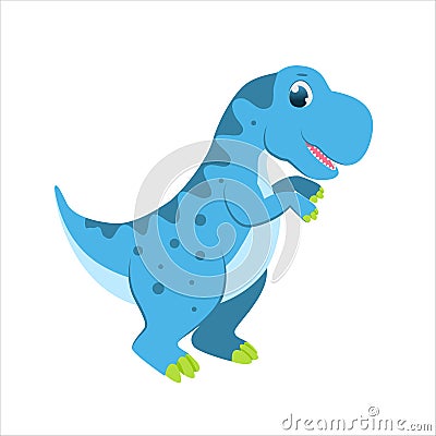 Cute cartoon vector blue dinosaur for kids Vector Illustration