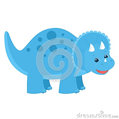 Cute cartoon vector blue dinosaur for kids Vector Illustration