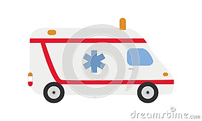 Cute cartoon vector illustration of an ambulance Vector Illustration