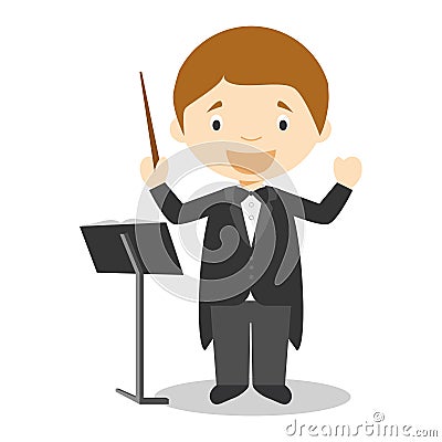 Cute cartoon vector illustration of a orchestra director Vector Illustration