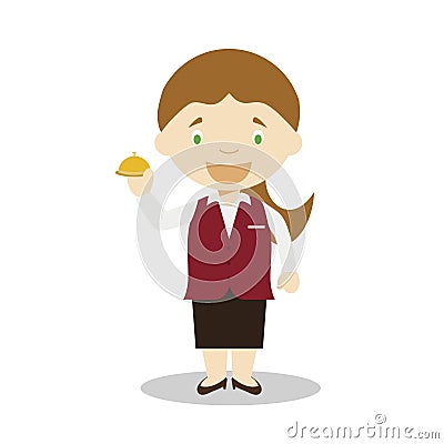 Cute cartoon vector illustration of a receptionist. Women Professions Series Vector Illustration