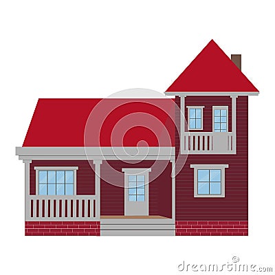 Cute cartoon vector illustration of a residential villa Vector Illustration