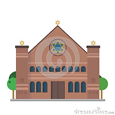 Cute cartoon vector illustration of a Synagogue Vector Illustration