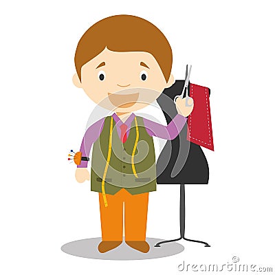 Cute cartoon vector illustration of a tailor Vector Illustration