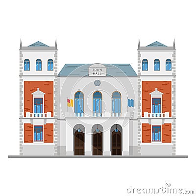 Cute cartoon vector illustration of a town hall Vector Illustration