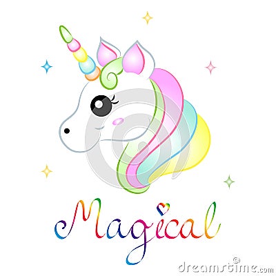 Cute Cartoon Vector Magical Unicorn Vector Illustration