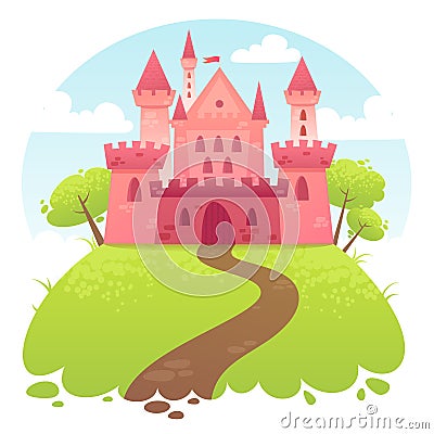 Cute cartoon vector medieval castle Vector Illustration