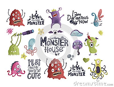 Cute cartoon monsters. Vector. Vector Illustration
