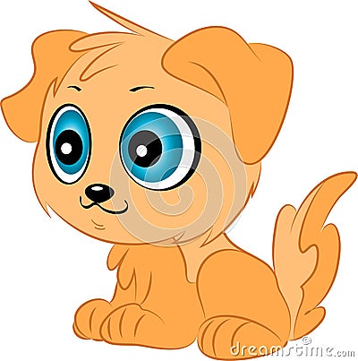 Cute Cartoon Vector Puppy Vector Illustration