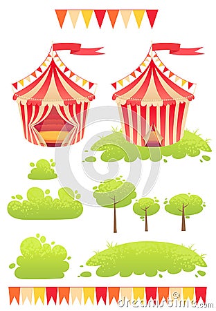 Cute cartoon vector tent show circus Vector Illustration