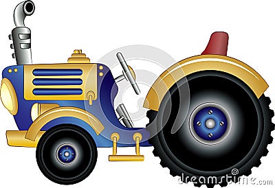 Cute Cartoon Vector Tractor Vector Illustration