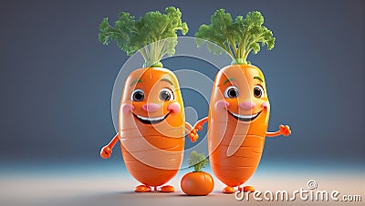 cute cartoon vegetable carrot emotion Stock Photo