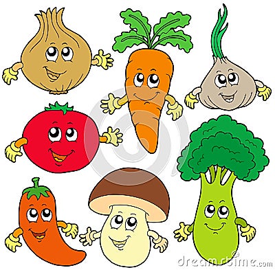 Cute cartoon vegetable collection Vector Illustration