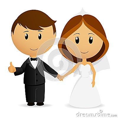 Cute cartoon wedding couple Vector Illustration