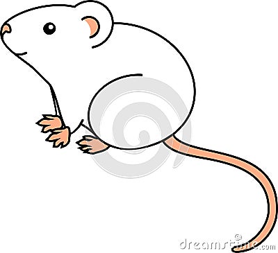 Cute cartoon white house mouse on white background Stock Photo