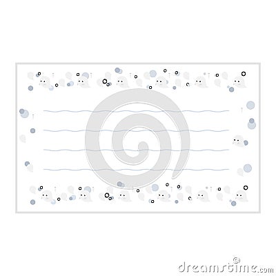 Cute cartoon white little ghost design postcard. Halloween letter sheet design, empty for text, message. Vector Illustration