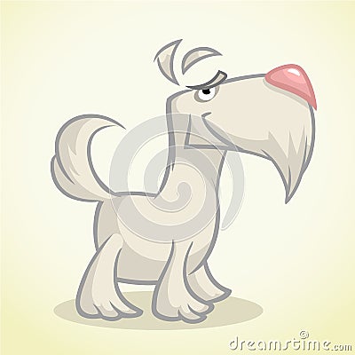 Cute cartoon white scottish terrier. Vector white Scottie dog Vector Illustration