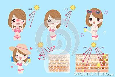 Woman with sunscreen Stock Photo