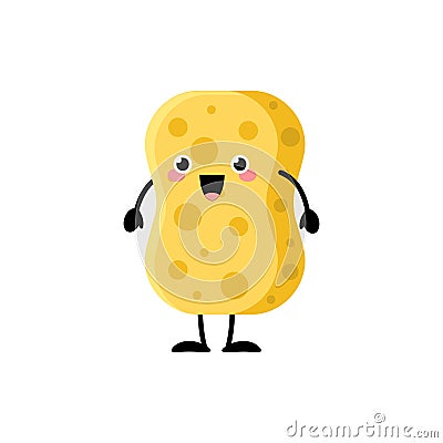 Cute cartoon yellow sponge character vector illustration isolate Vector Illustration