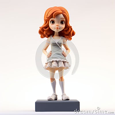 Cute Cartoonish Red Hair Doll Figurine - 3d Printed Collectible Stock Photo