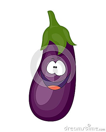 Cute cartoonl eggplant vegetable vector illustration isolated on Vector Illustration