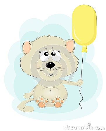 Cute cat with a balloon Vector Illustration