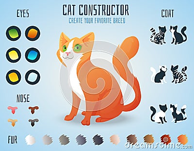 Cute cat breed constructor. You can create your Vector Illustration