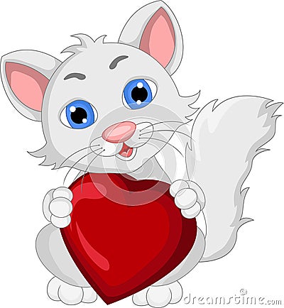 Cute cat cartoon expression with love heart Stock Photo