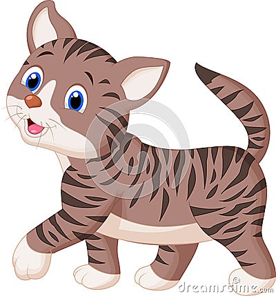 Cute cat cartoon walking Vector Illustration